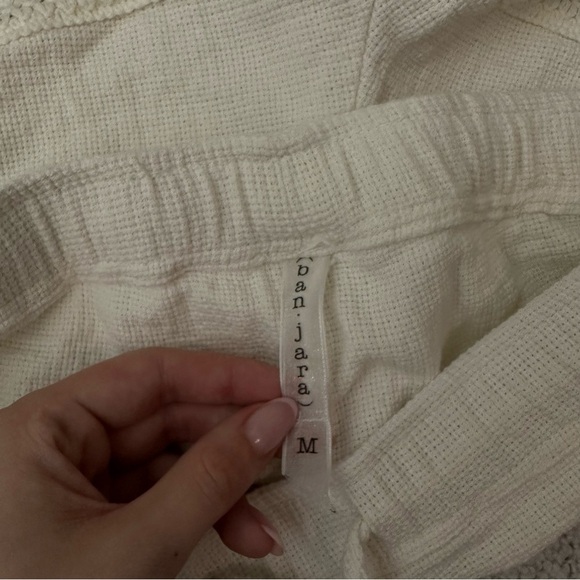 Ban-Jara Cotton Fringe Elastic Tie Off White Shorts size M - Picture 3 of 7